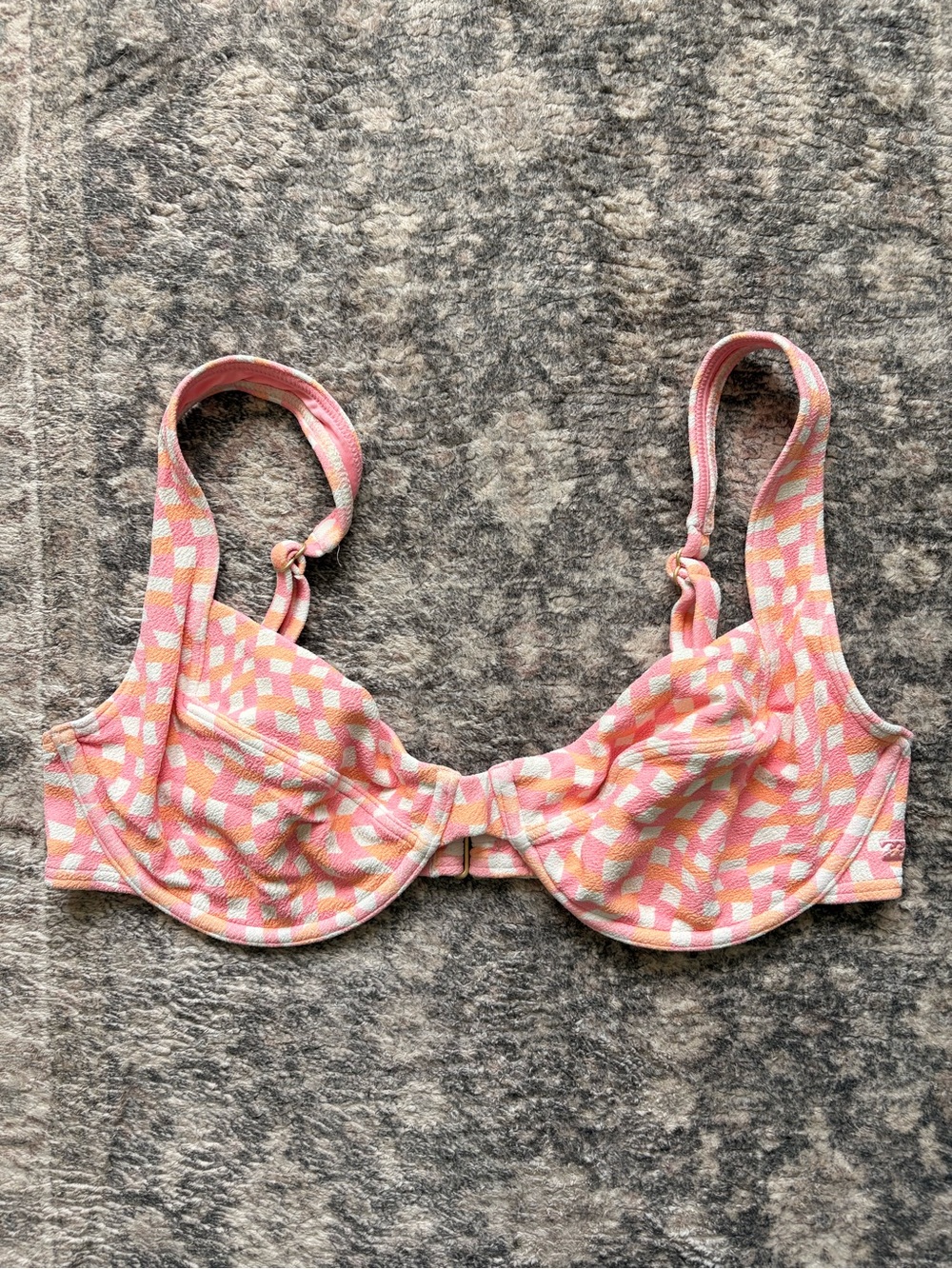 Billabong Pink and White Patterned Underwire Bikini Top